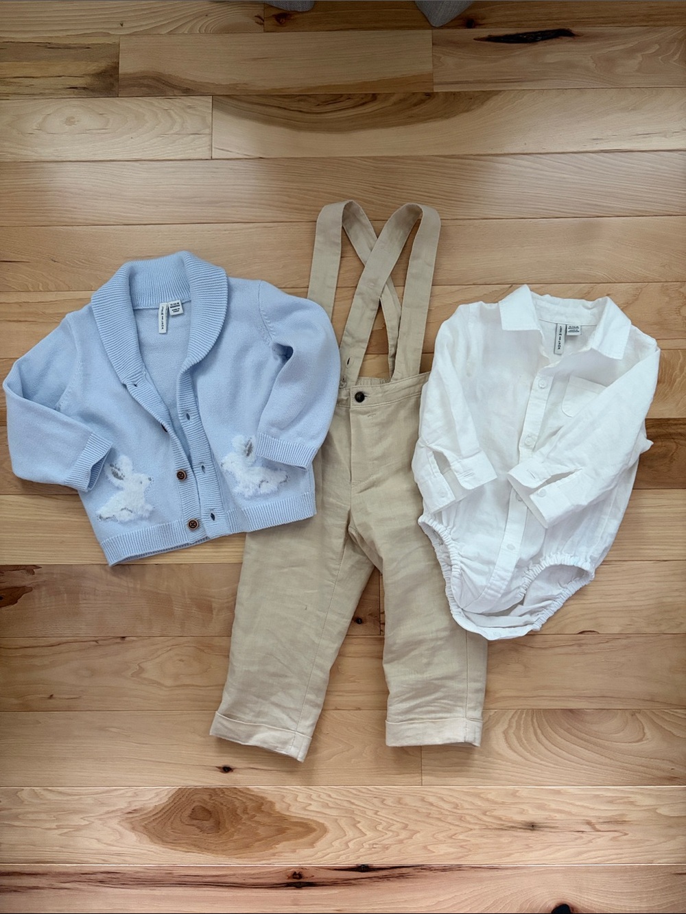 Janie and Jack Easter Outfit 12-18m pant, white shirt, & cardigan